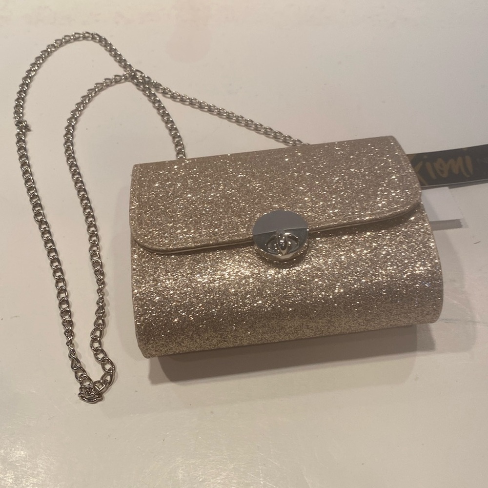 NWT Fioni Night Gold Glitter Shoulder Evening Bag
